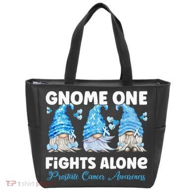 Gnome One Fights Alone Light Blue Prostate Cancer Awareness Tote Bag