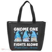 Gnome One Fights Alone Light Blue Prostate Cancer Awareness Tote Bag thumb 0