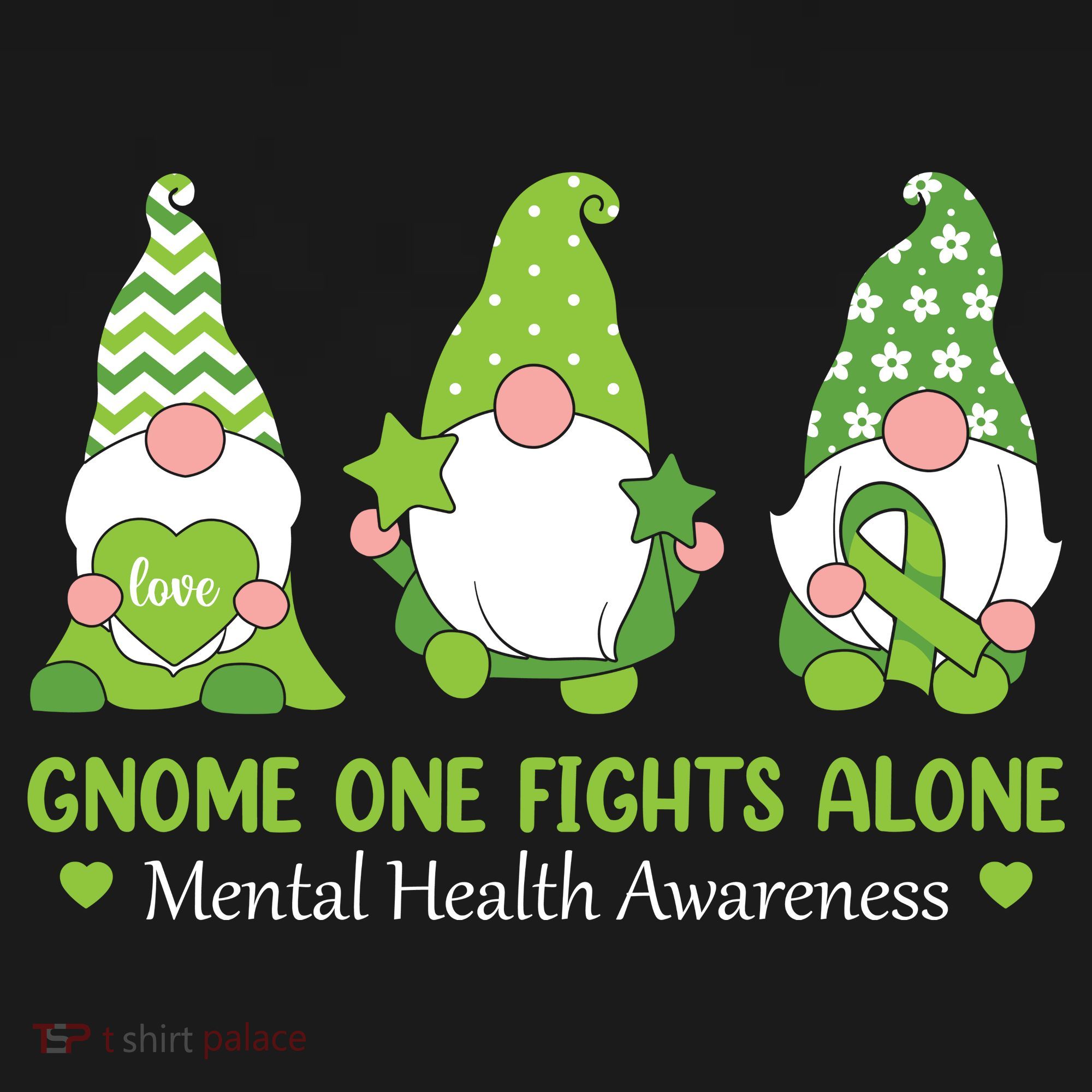 Gnome One Fights Alone Green Mental Health Awareness Apron