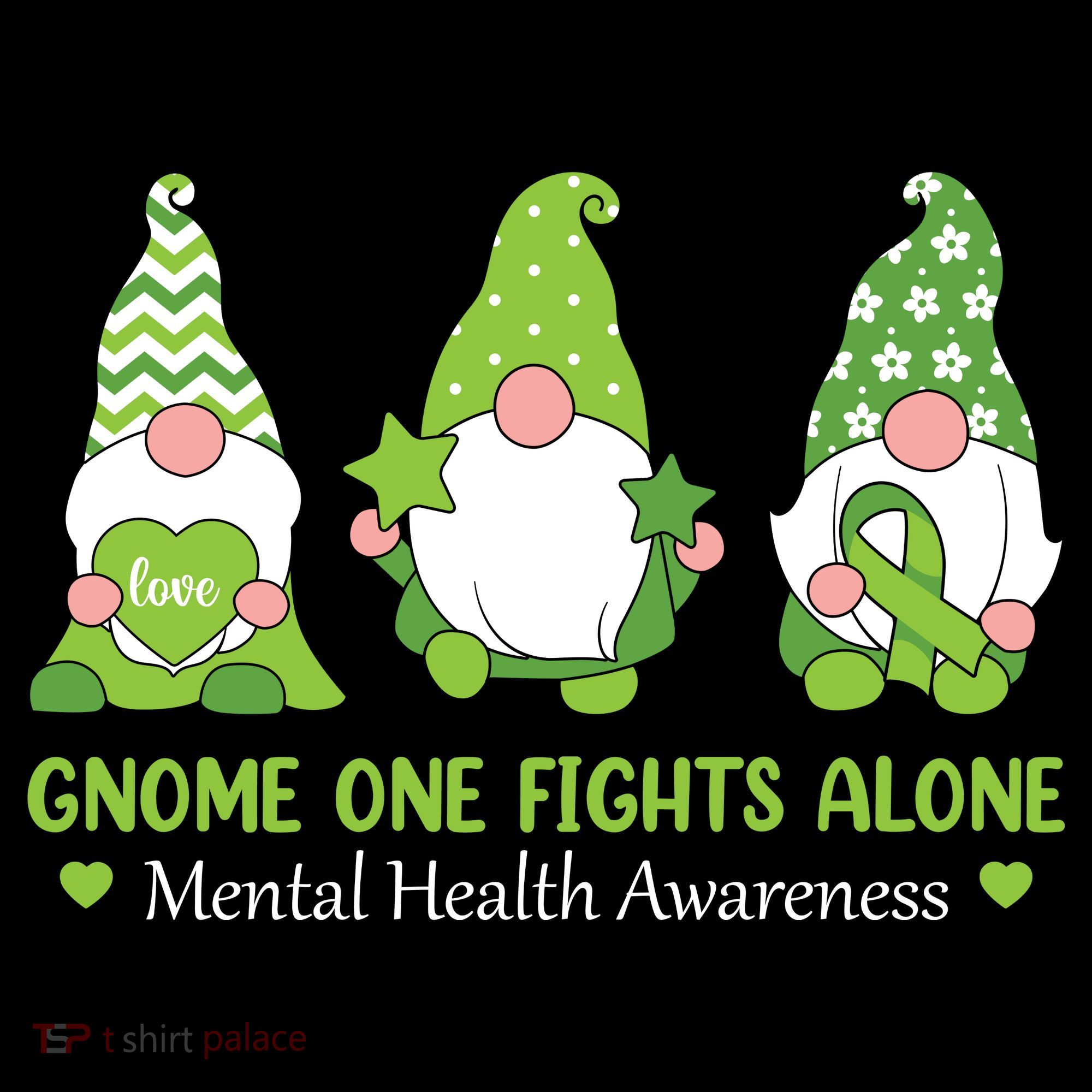 Gnome One Fights Alone Green Mental Health Awareness Coffee Mug