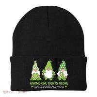 Gnome One Fights Alone Green Mental Health Awareness Beanie thumb 0