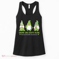 Gnome One Fights Alone Green Mental Health Awareness Women's Tank Top thumb 0