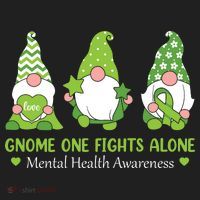 Gnome One Fights Alone Green Mental Health Awareness Golf Towel thumb 3