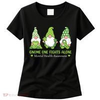 Gnome One Fights Alone Green Mental Health Awareness Women's T-Shirt thumb 0