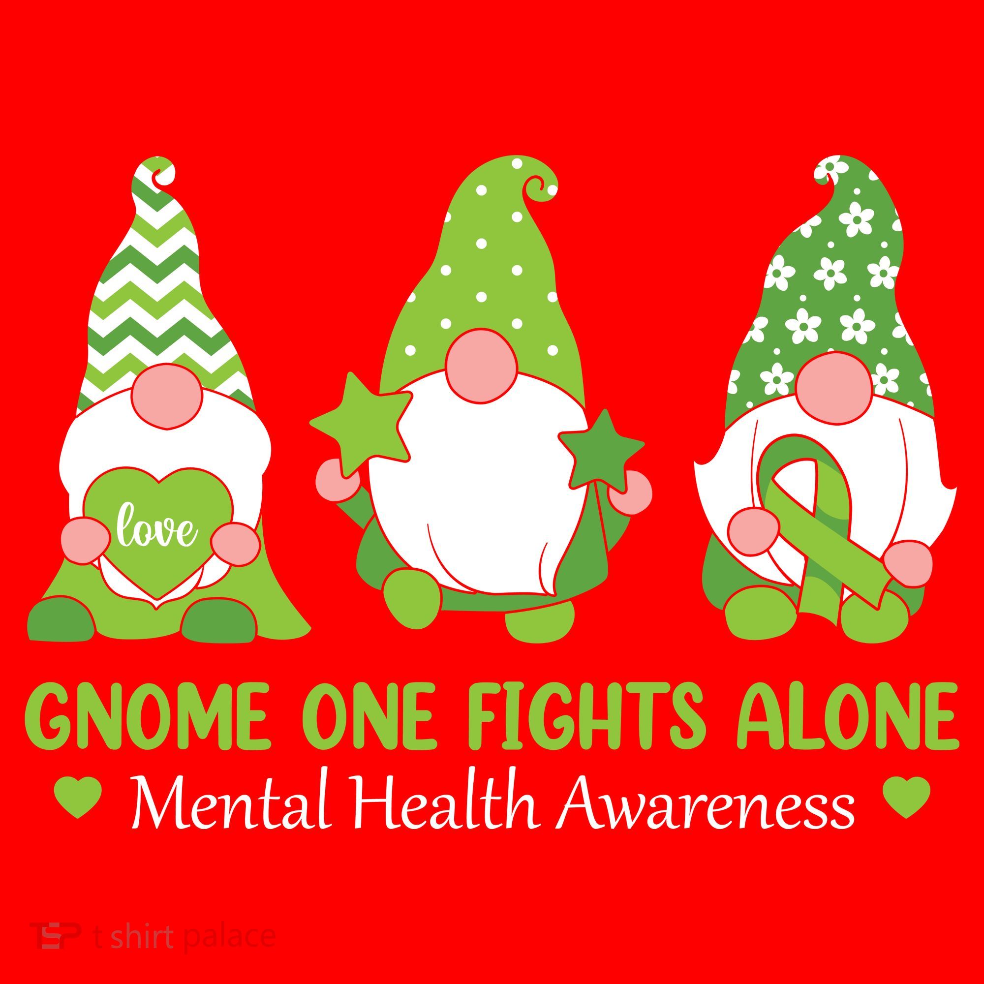 Gnome One Fights Alone Green Mental Health Awareness Santa Hat
