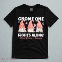 Gnome One Fights Alone Peach Uterine Cancer Awareness T-Shirt thumb 5