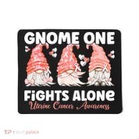 Gnome One Fights Alone Peach Uterine Cancer Awareness Mousepad thumb 0