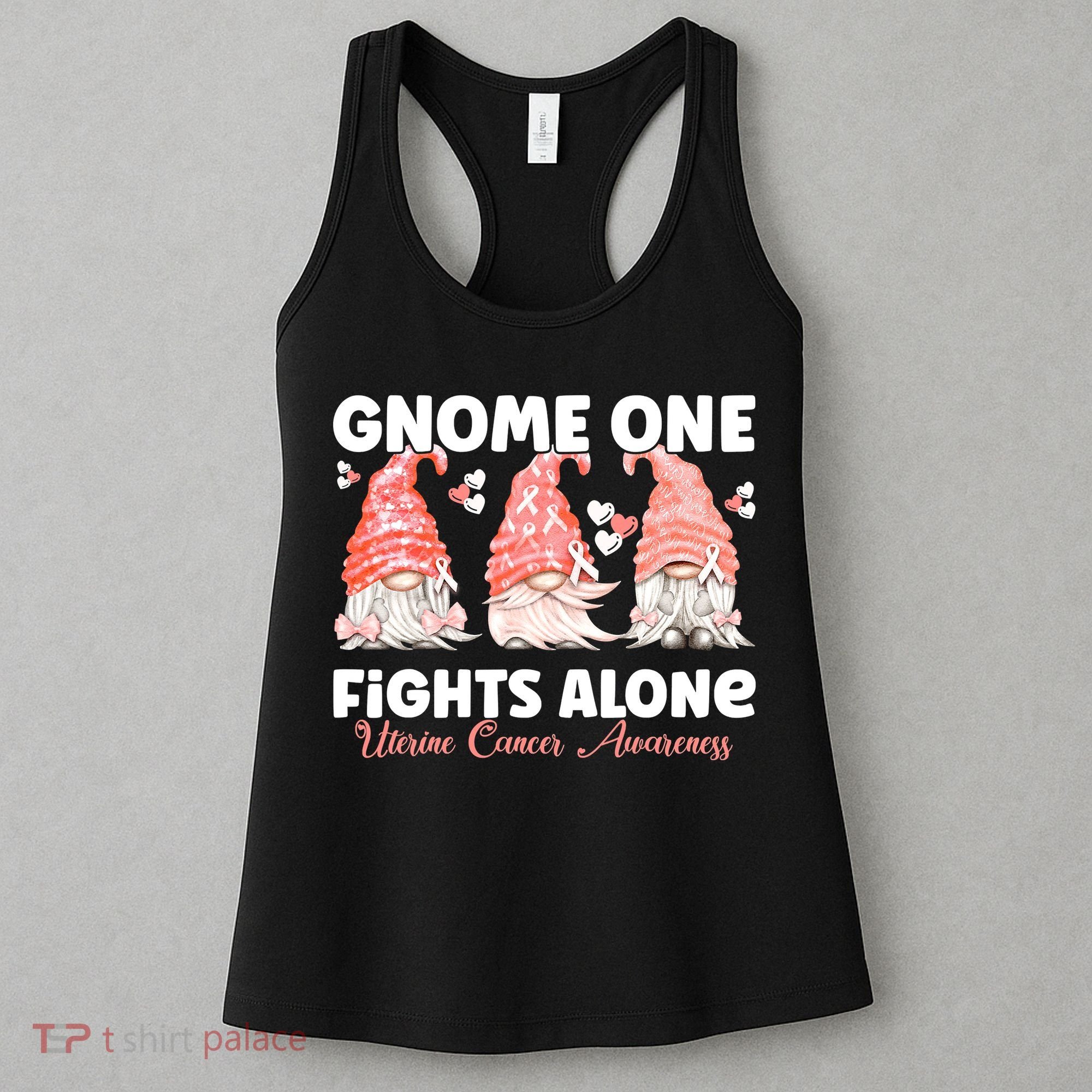 Gnome One Fights Alone Peach Uterine Cancer Awareness Women's Tank Top