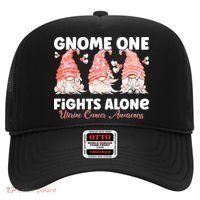 Gnome One Fights Alone Peach Uterine Cancer Awareness Hat thumb 0