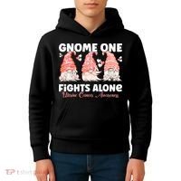 Gnome One Fights Alone Peach Uterine Cancer Awareness Kids Hoodie thumb 4