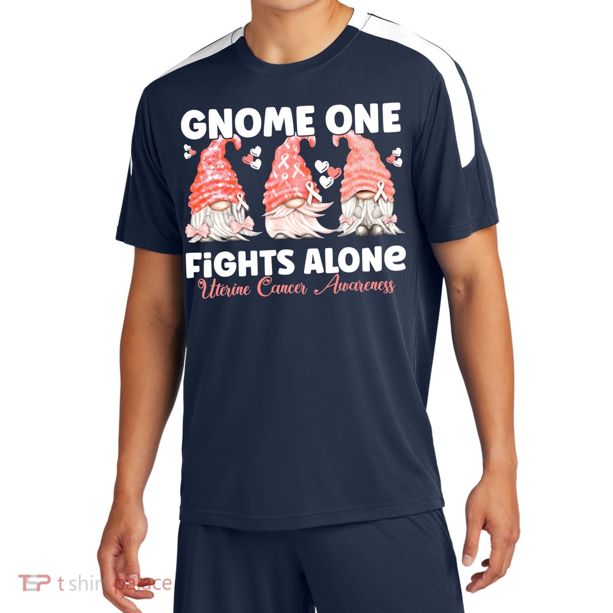 Gnome One Fights Alone Peach Uterine Cancer Awareness Sport-Tek Competitor United Soccer Jersey