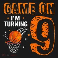 Game On Im Turning 9 Basketball 9th Birthday Boy Polo thumb 3
