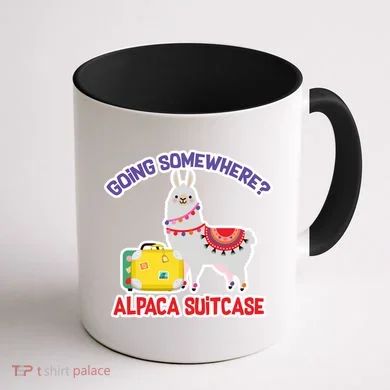 Going Somewhere Alpaca Suitcase Coffee Mug back