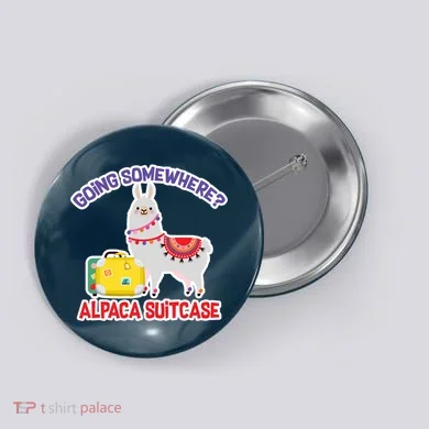 Going Somewhere Alpaca Suitcase Button