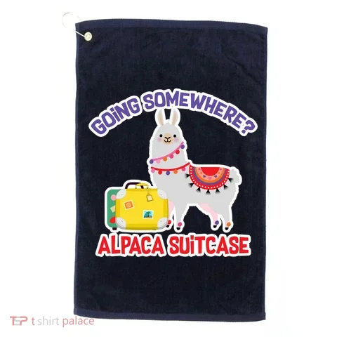 Going Somewhere Alpaca Suitcase Golf Towel in the selected color