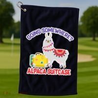 Going Somewhere Alpaca Suitcase Golf Towel thumb 1