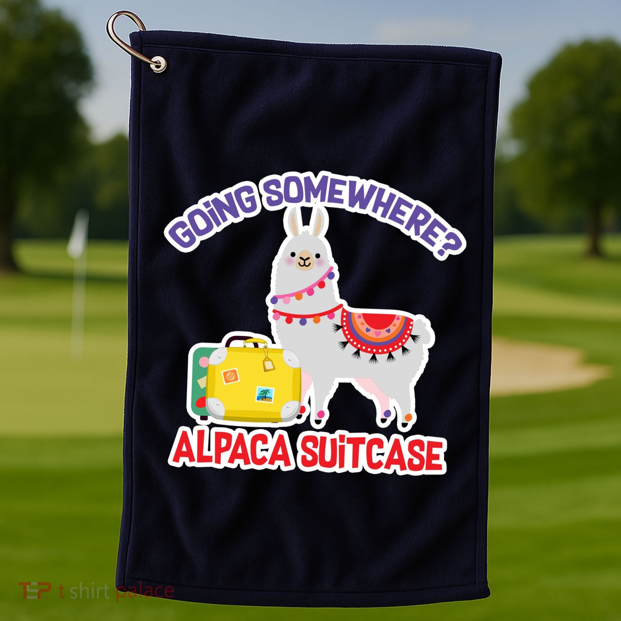 Going Somewhere Alpaca Suitcase Golf Towel