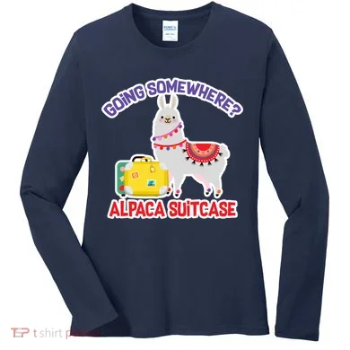 Going Somewhere Alpaca Suitcase Women's Long Sleeve Shirt