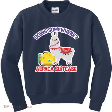 Going Somewhere Alpaca Suitcase Kids Sweatshirt