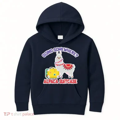 Going Somewhere Alpaca Suitcase Kids Hoodie