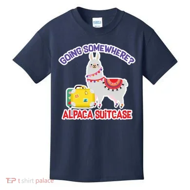Going Somewhere Alpaca Suitcase Kids T-Shirt