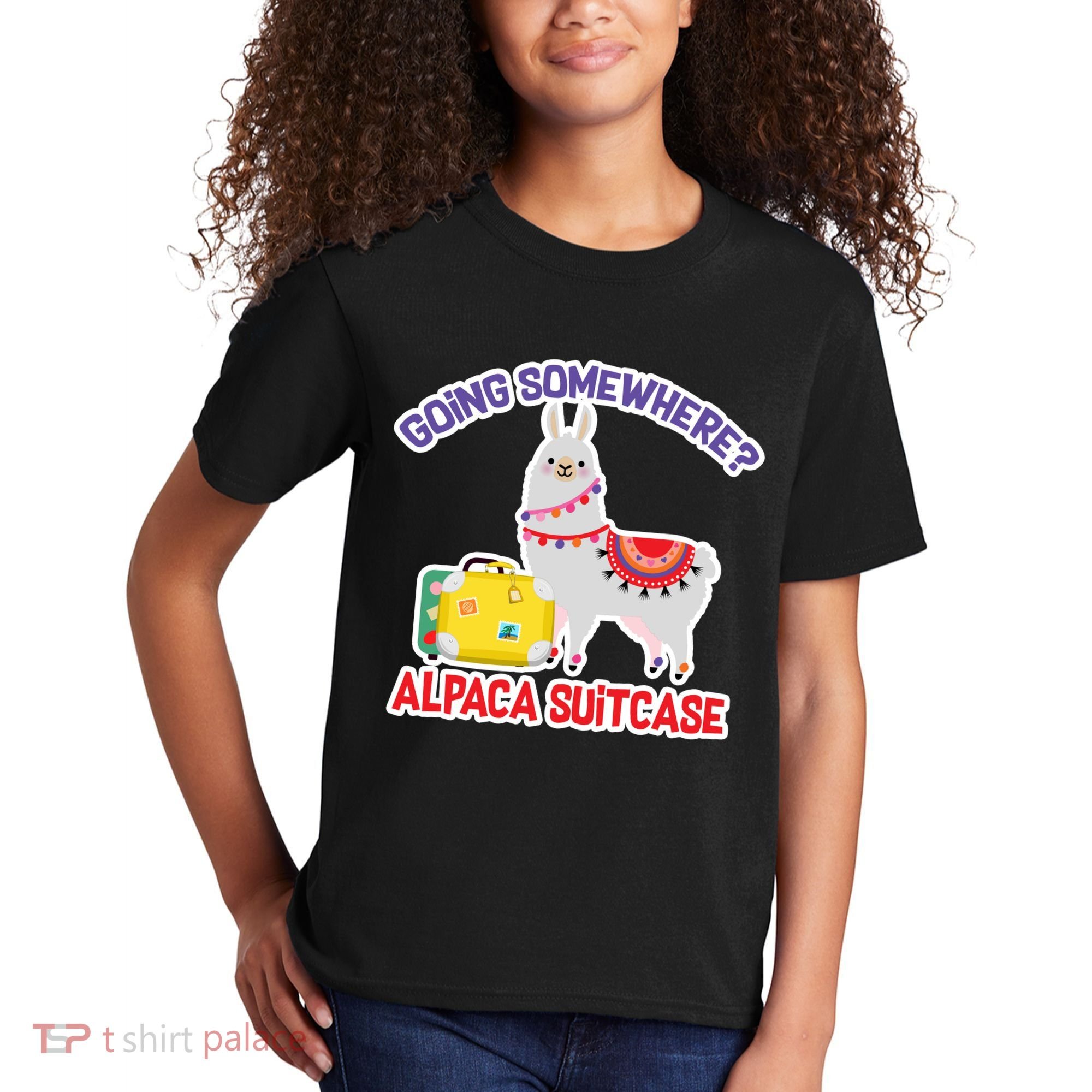 Going Somewhere Alpaca Suitcase Kids T-Shirt