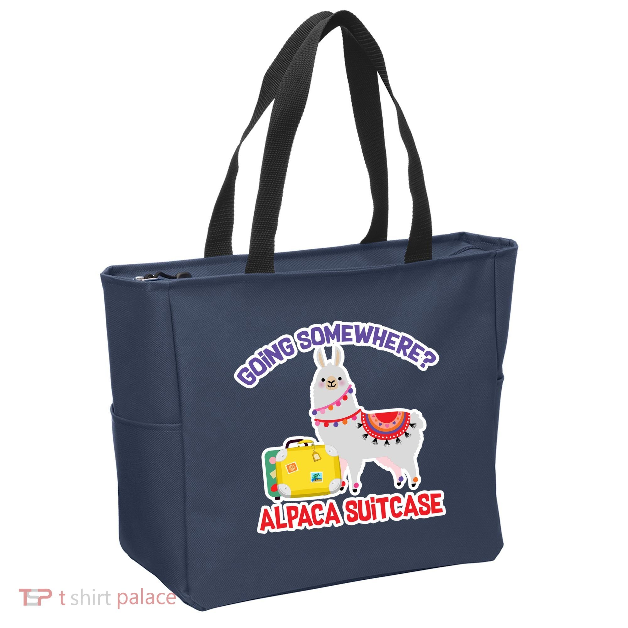 Going Somewhere Alpaca Suitcase Tote Bag