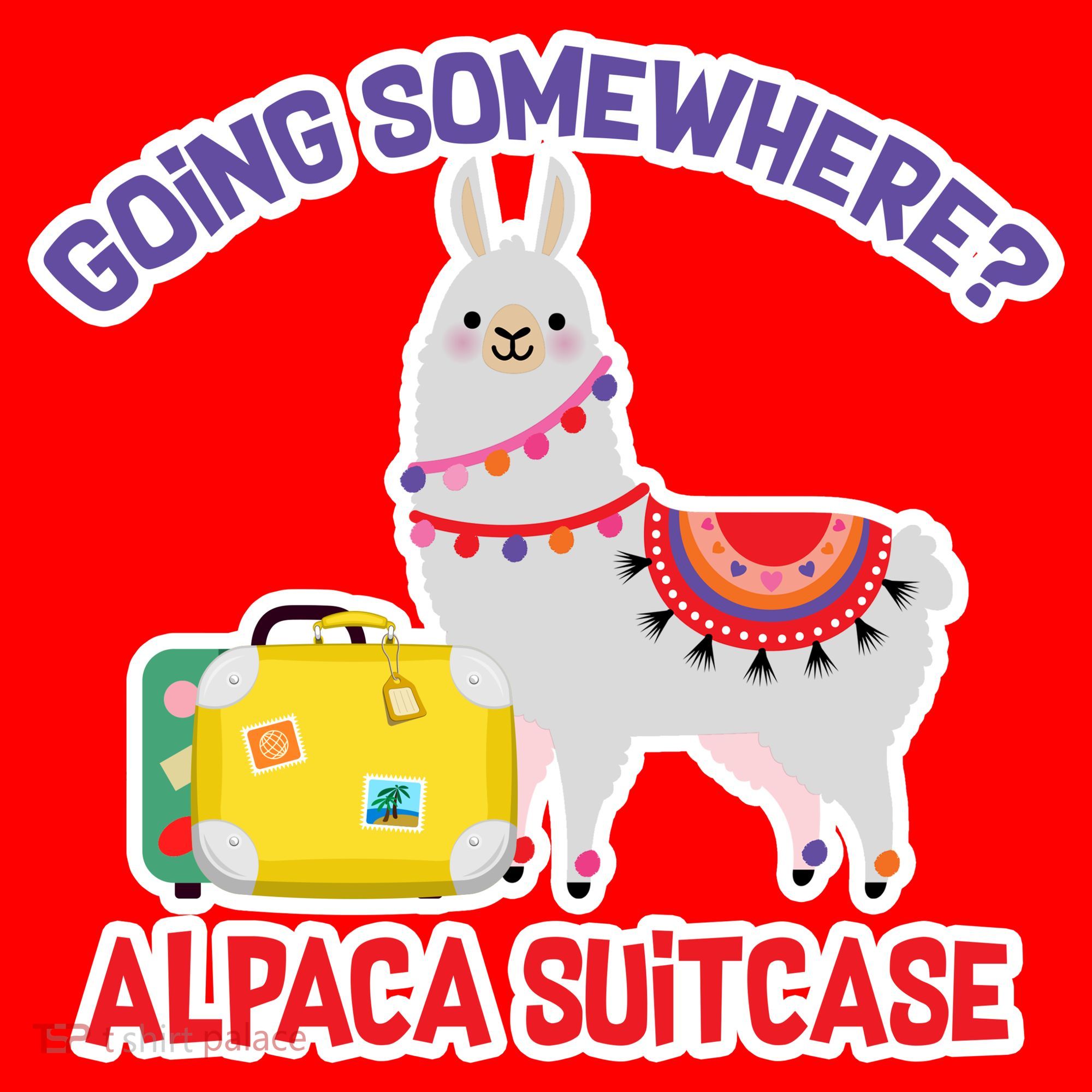 Going Somewhere Alpaca Suitcase Santa Hat