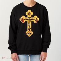 Greek Orthodox Jesus Christ Cross Icon Women's Sweatshirt thumb 0