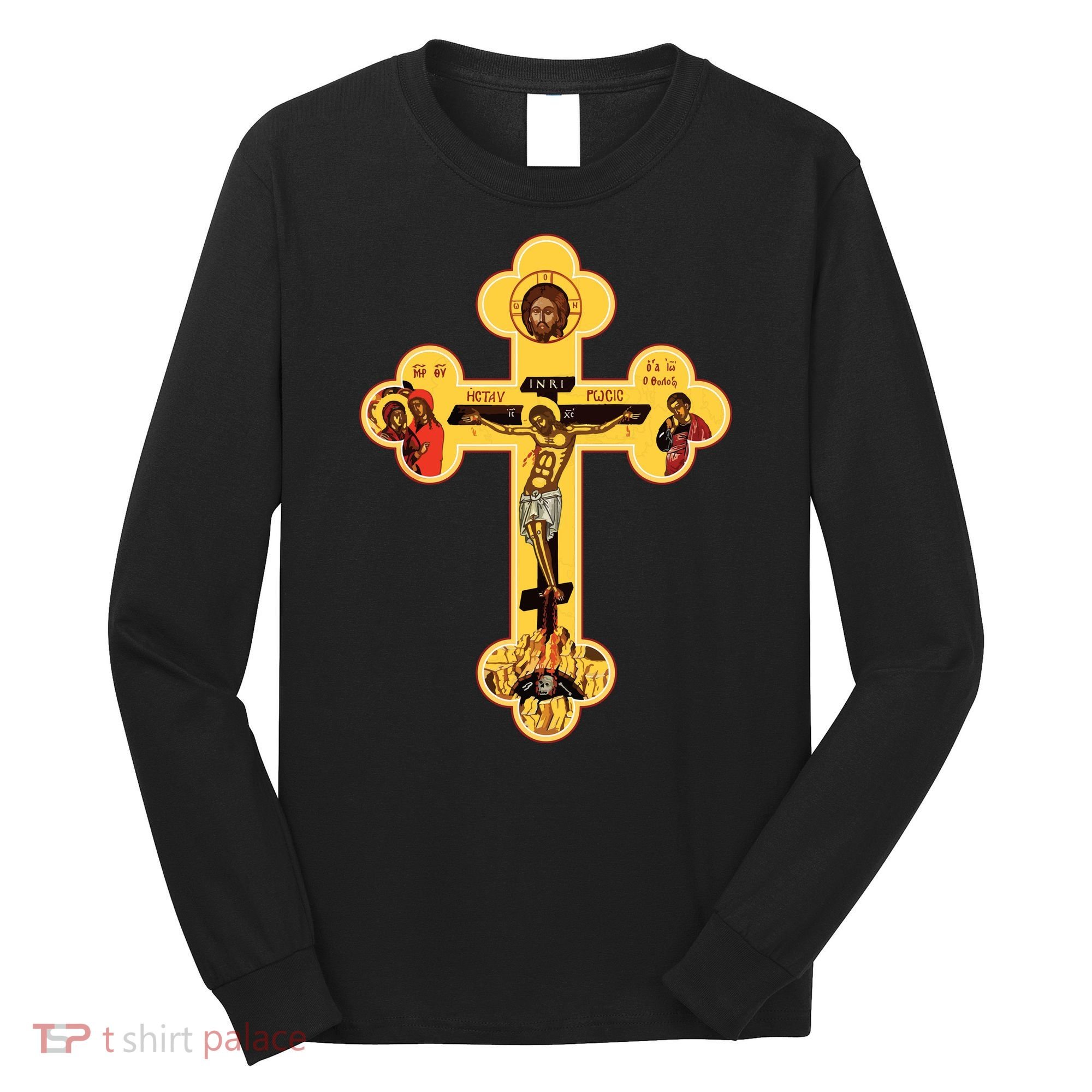 Greek Orthodox Jesus Christ Cross Icon Long Sleeve Shirt