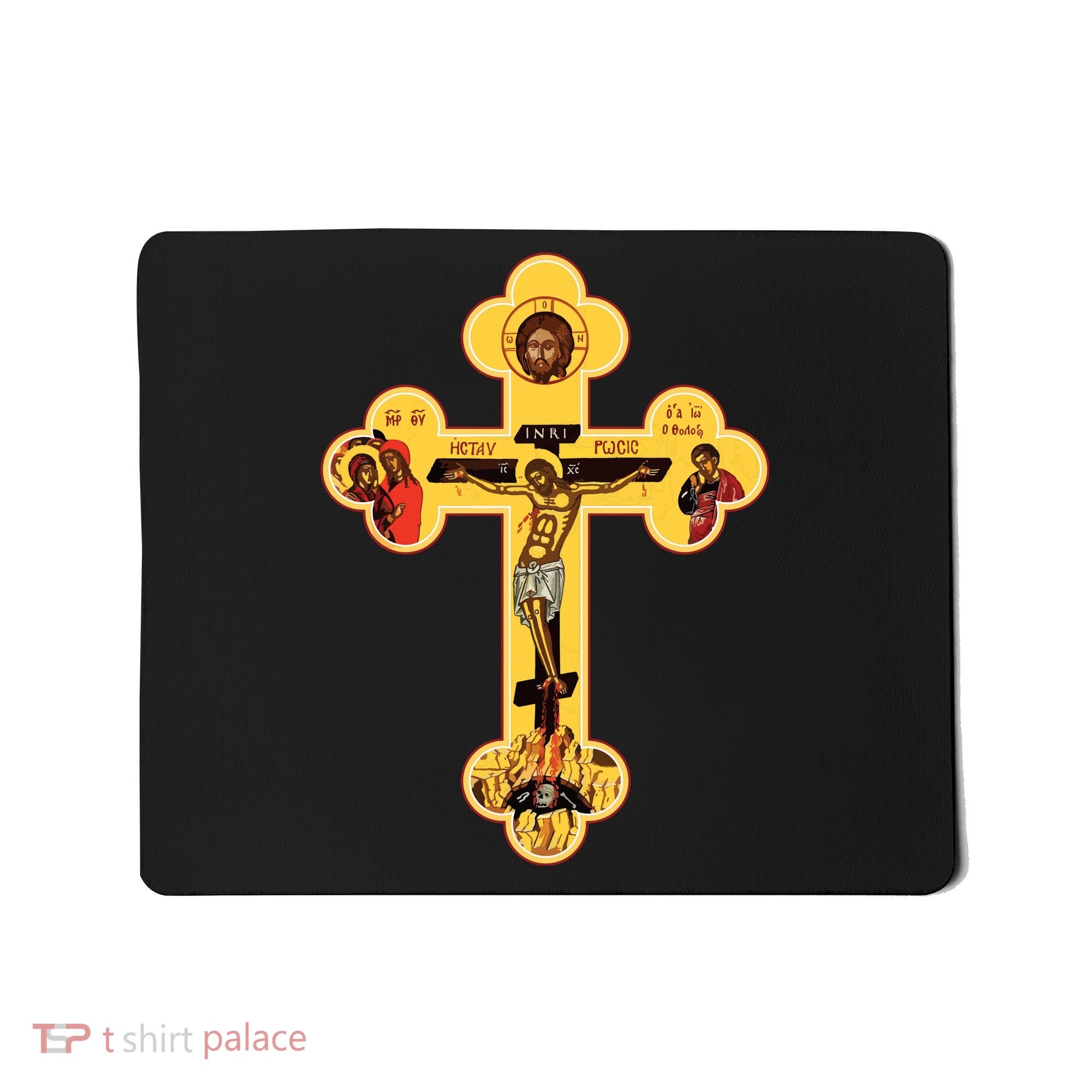 Greek Orthodox Jesus Christ Cross Icon Mousepad