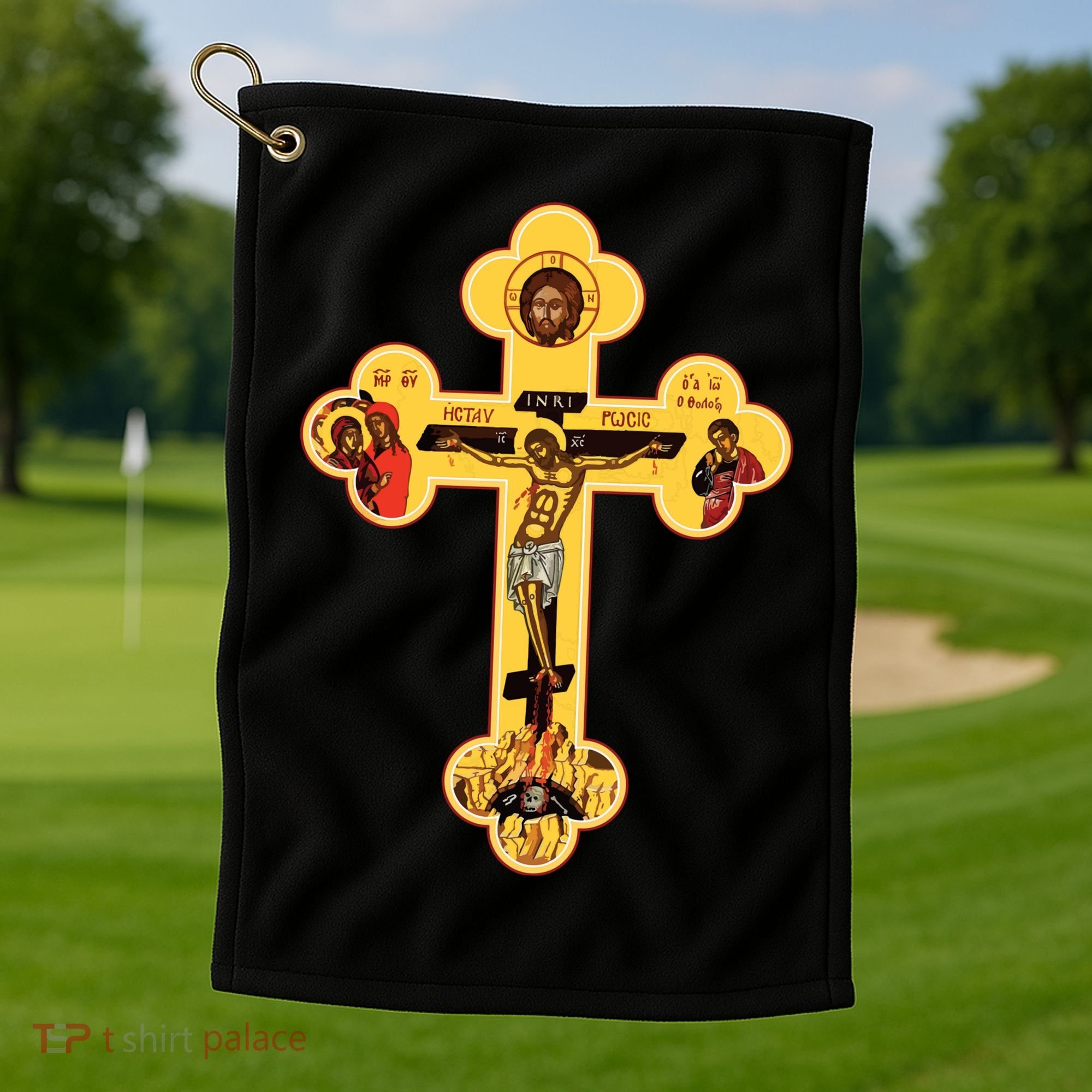 Greek Orthodox Jesus Christ Cross Icon Golf Towel