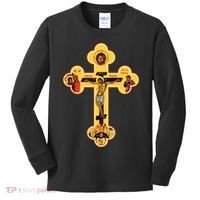 Greek Orthodox Jesus Christ Cross Icon Kids Long Sleeve Shirt thumb 0