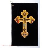 Greek Orthodox Jesus Christ Cross Icon Golf Towel thumb 0