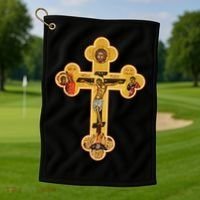 Greek Orthodox Jesus Christ Cross Icon Golf Towel thumb 1