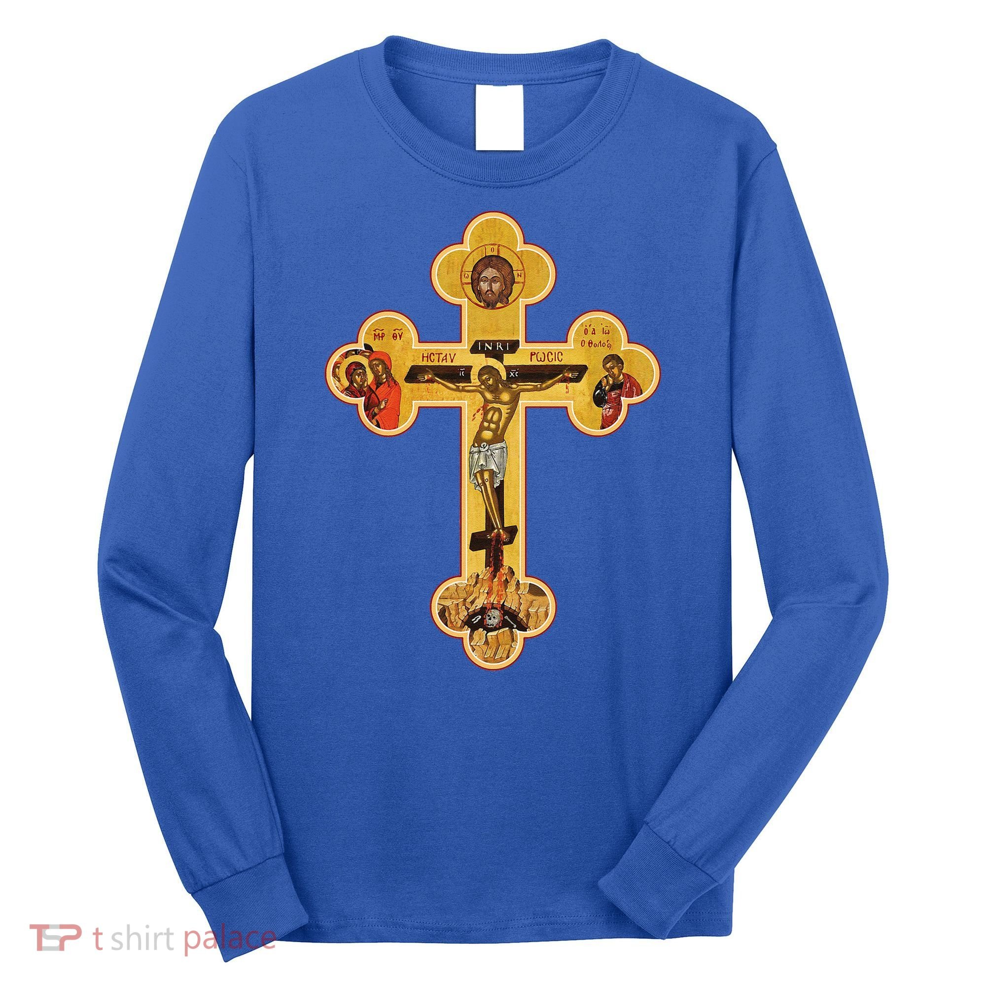 Greek Orthodox Jesus Christ Cross Icon Long Sleeve Shirt