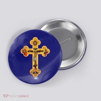 Greek Orthodox Jesus Christ Cross Icon Button