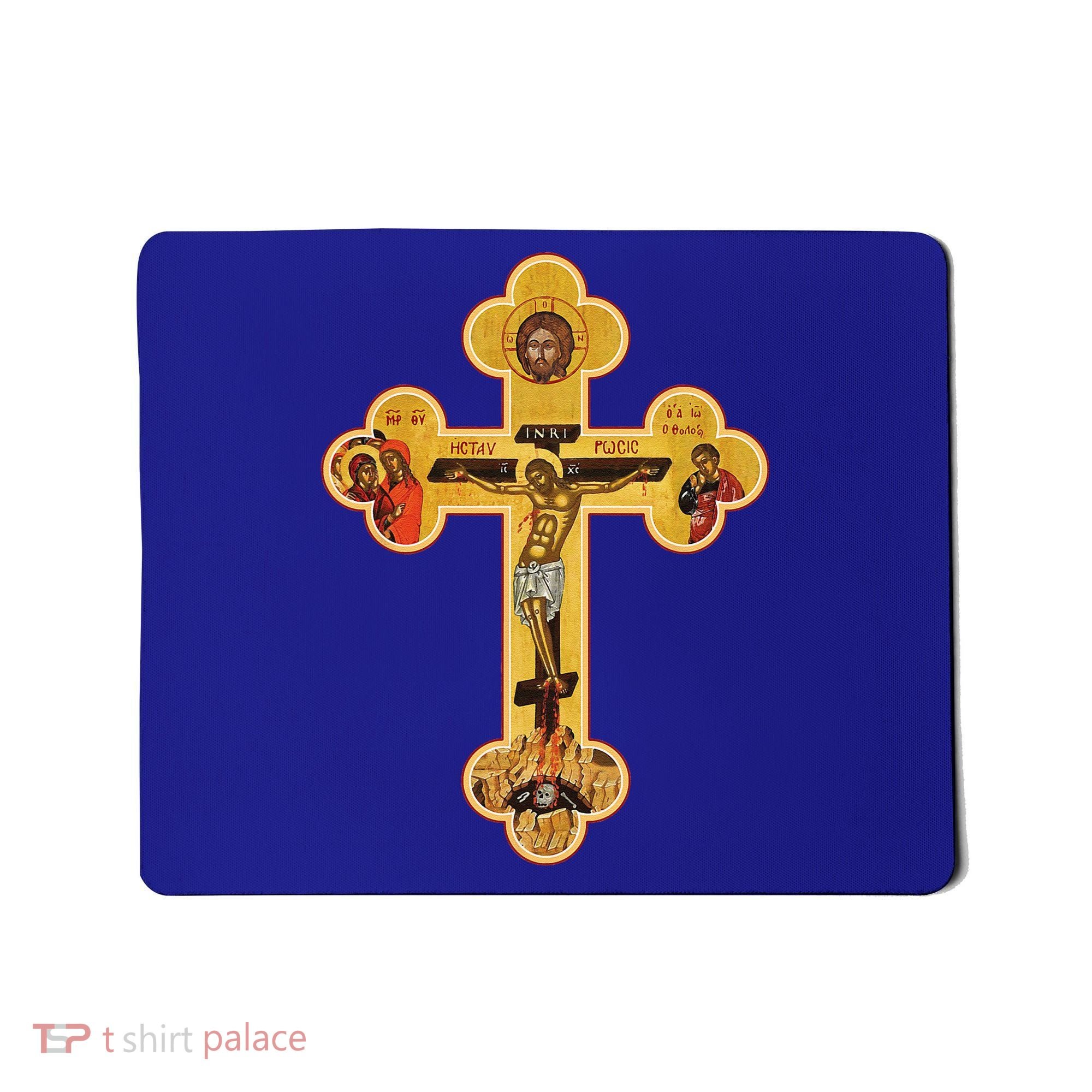 Greek Orthodox Jesus Christ Cross Icon Mousepad