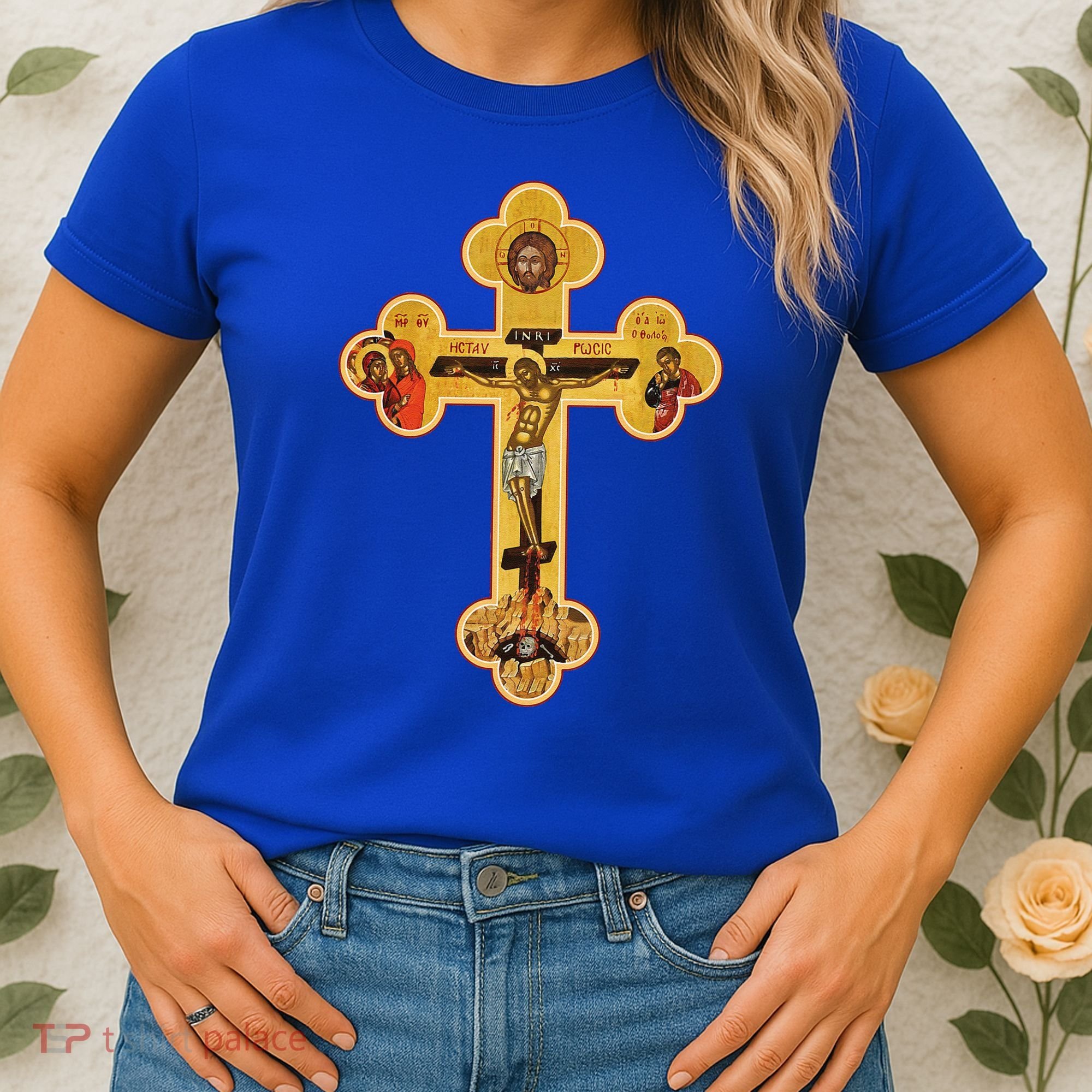 Greek Orthodox Jesus Christ Cross Icon Women's T-Shirt