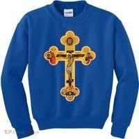 Greek Orthodox Jesus Christ Cross Icon Kids Sweatshirt thumb 0