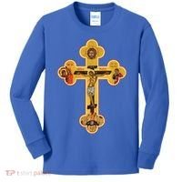 Greek Orthodox Jesus Christ Cross Icon Kids Long Sleeve Shirt thumb 0