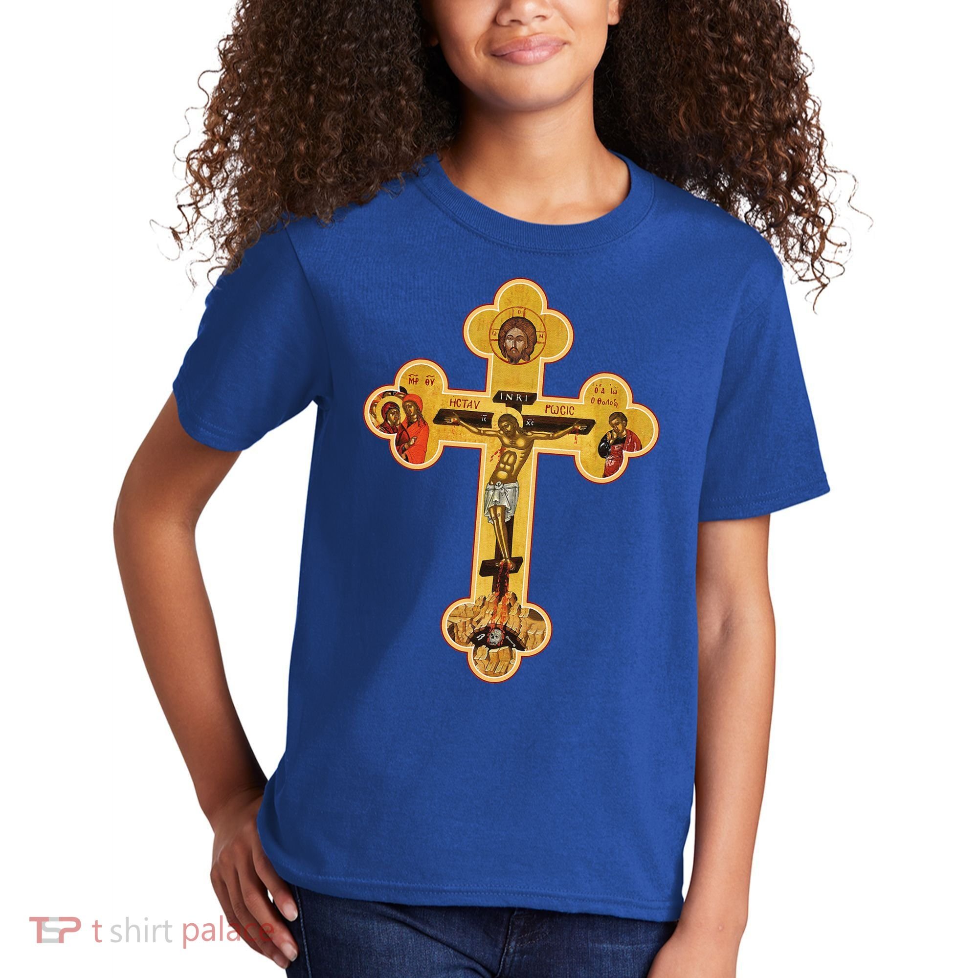 Greek Orthodox Jesus Christ Cross Icon Kids T-Shirt
