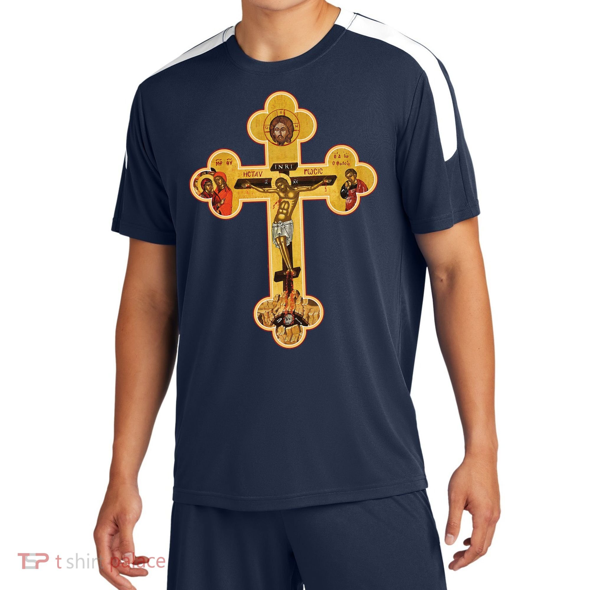 Greek Orthodox Jesus Christ Cross Icon Sport-Tek Competitor United Soccer Jersey