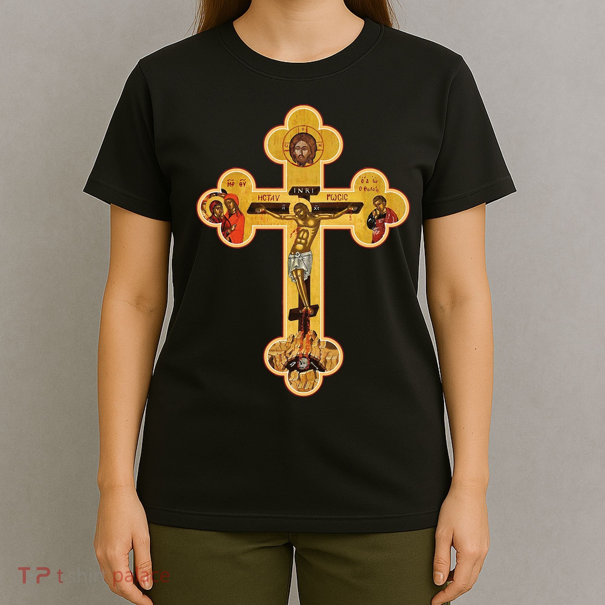 Greek Orthodox Jesus Christ Cross Icon T-Shirt