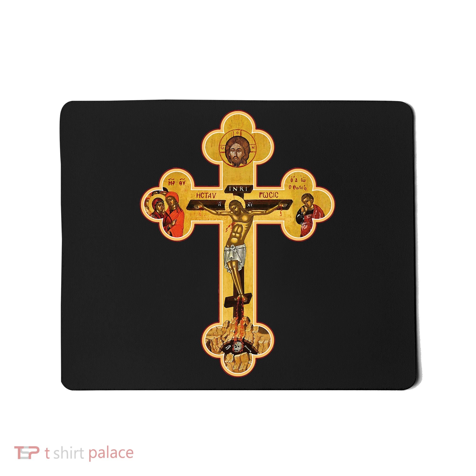 Greek Orthodox Jesus Christ Cross Icon Mousepad