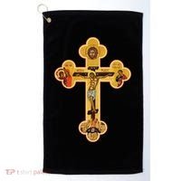 Greek Orthodox Jesus Christ Cross Icon Golf Towel thumb 0