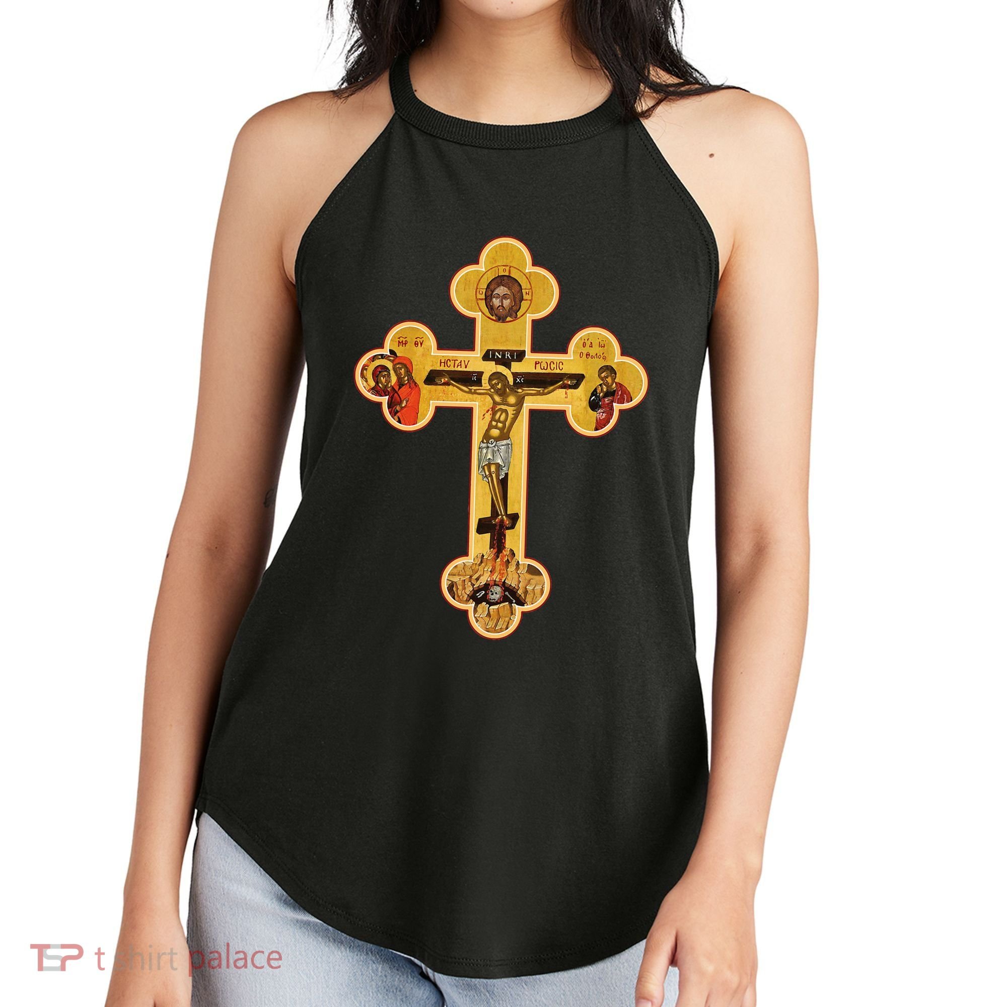Greek Orthodox Jesus Christ Cross Icon Women's Perfect Tri Rocker Tank