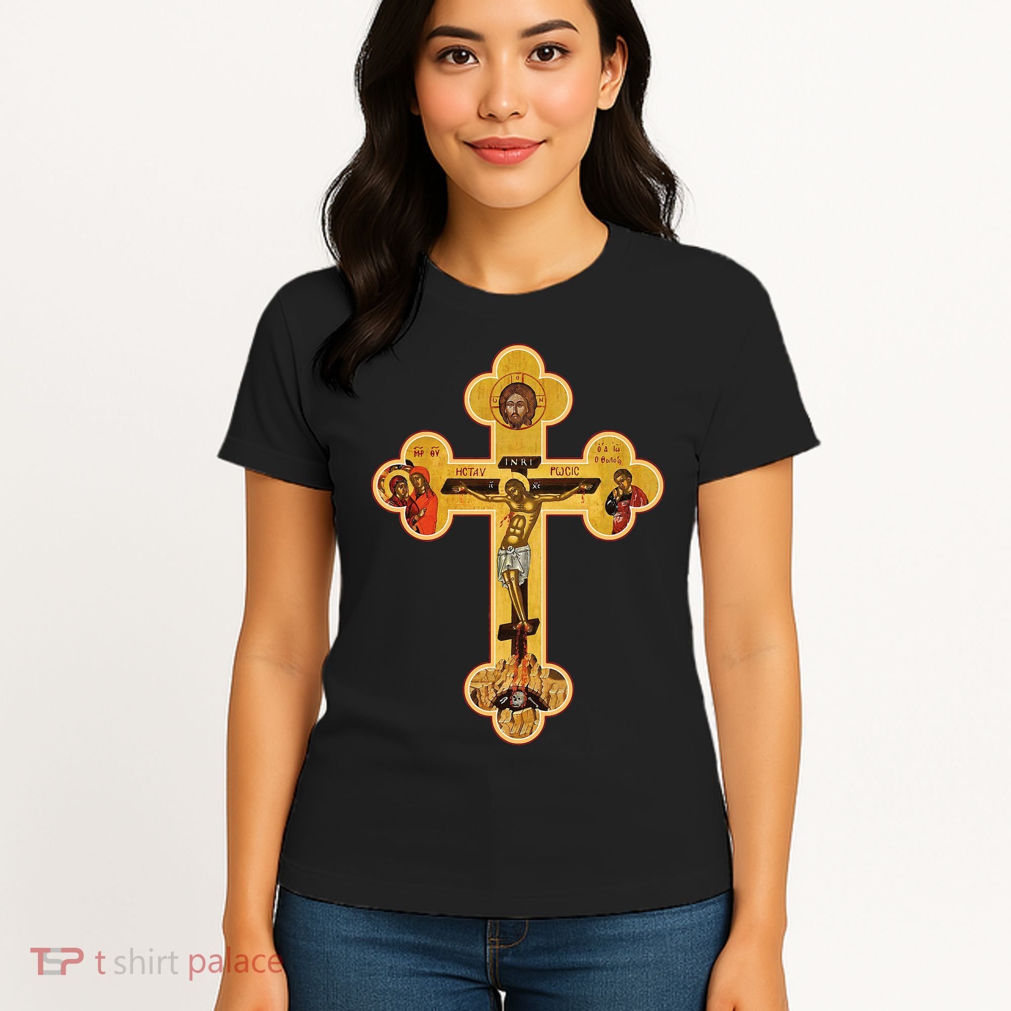 Greek Orthodox Jesus Christ Cross Icon Women's T-Shirt