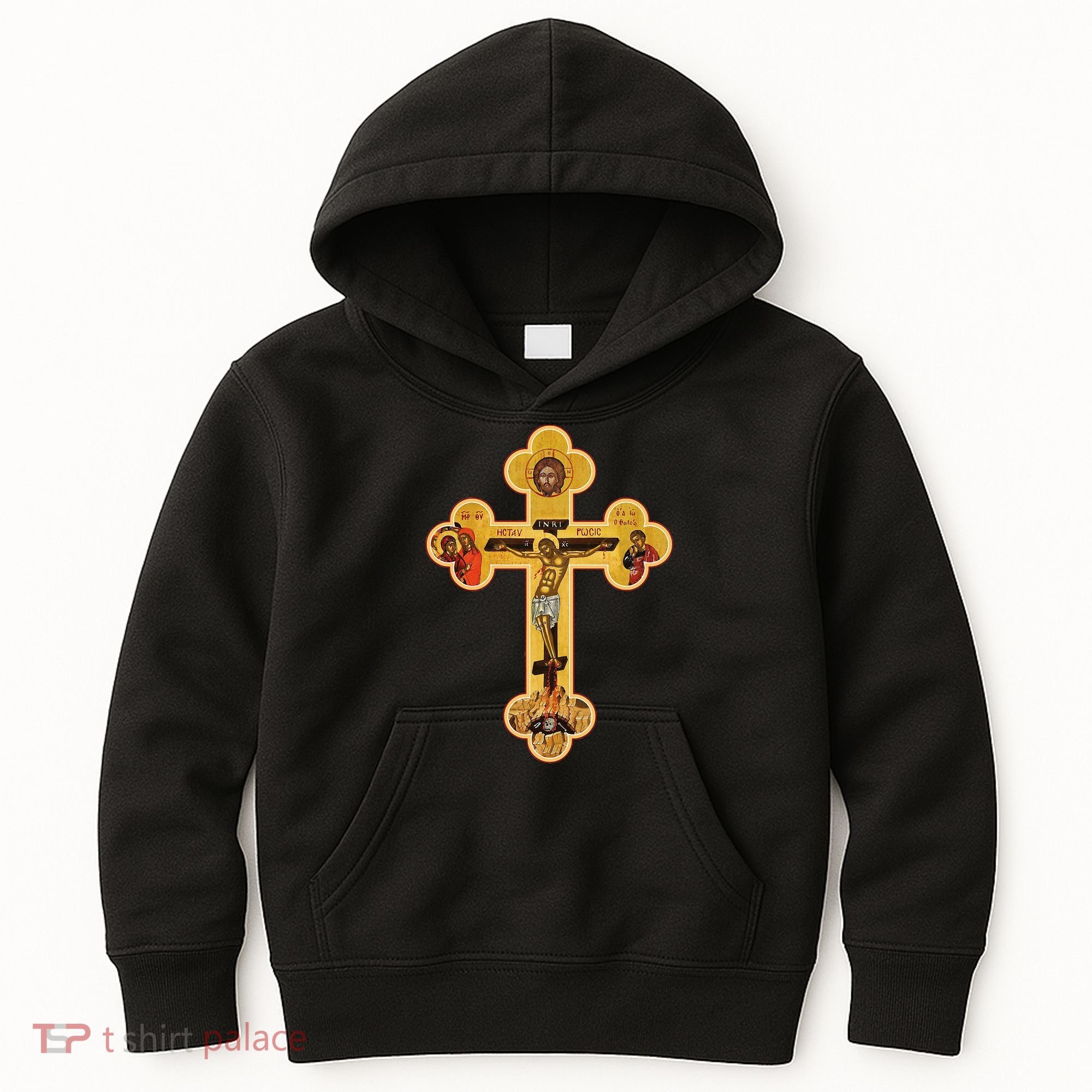 Greek Orthodox Jesus Christ Cross Icon Kids Hoodie