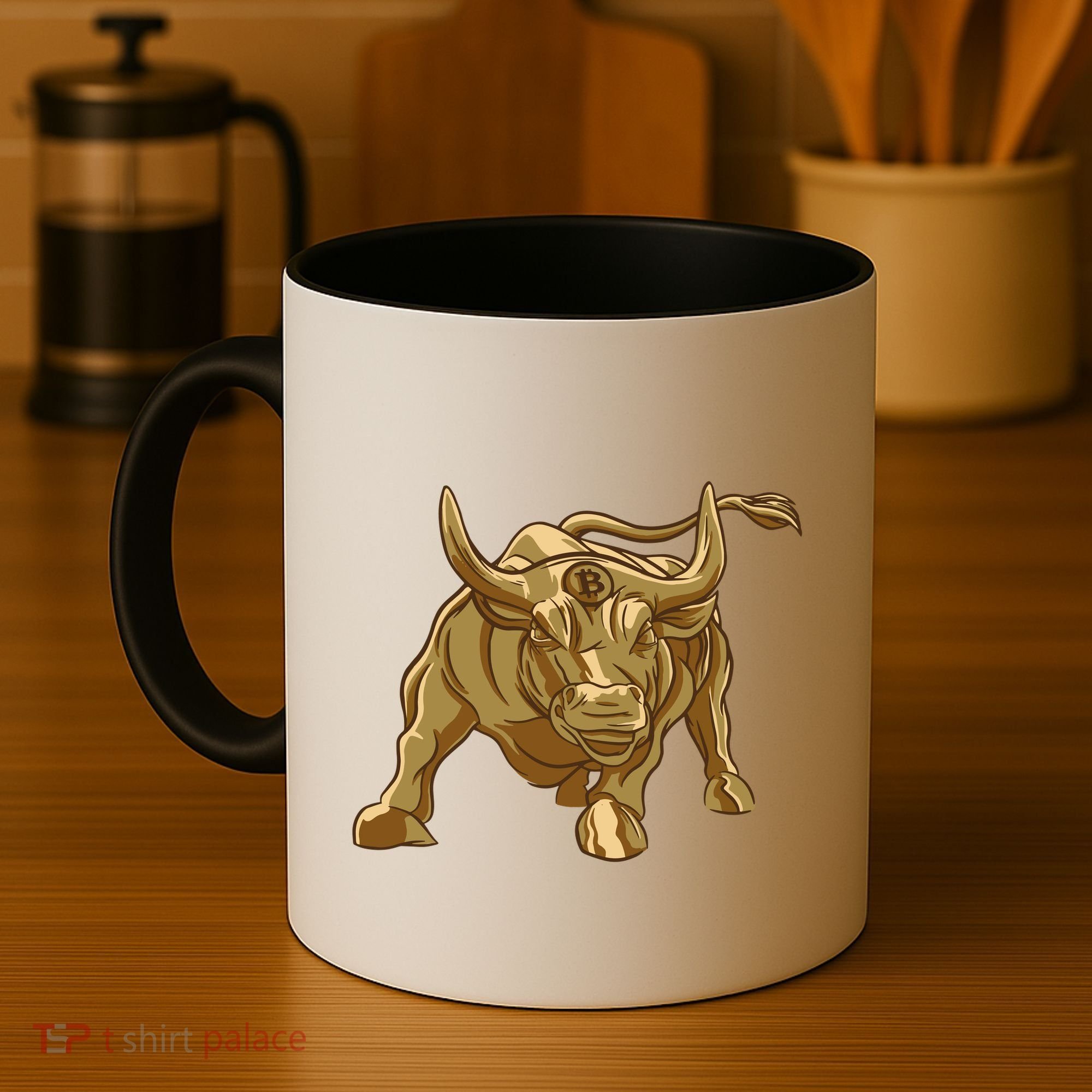 Gold Bitcoin Bull Coffee Mug